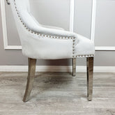 Megan  Light Grey Velvet Dining Chair / Plain Back Lion Knocker